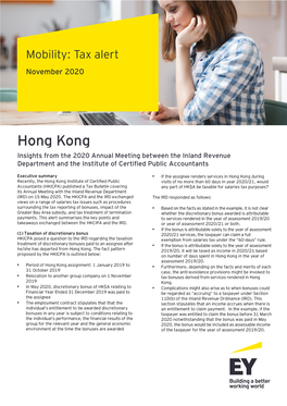 Hong Kong Insights from the 2020 Annual Meeting Between the Inland Revenue Department and the Institute of Certified Public Accountants