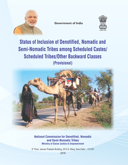 Status of Inclusion of Denotified, Nomadic and Semi-Nomadic Tribes Among Scheduled Castes/ Scheduled Tribes and Other Backward Classes (Provisional) 2016