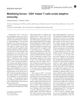 CD4+ Helper T Cells Script Adaptive Immunity Frédérick Masson1, Gabrielle T Belz1