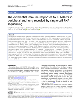 The Differential Immune Responses to COVID-19 in Peripheral and Lung