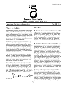 Serpent Newsletter