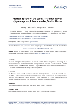 Hymenoptera, Ichneumonidae, Tersilochinae) 83 Doi: 10.3897/Zookeys.360.6362 RESEARCH ARTICLE Launched to Accelerate Biodiversity Research