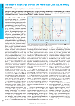 Nile Flood Discharge During the Medieval Climate Anomaly