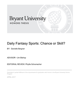 Daily Fantasy Sports: Chance Or Skill?