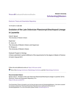 Evolution of the Late Ordovician Plaesiomyid Brachiopod Lineage in Laurentia