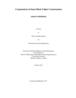 Cryptanalysis of Some Block Cipher Constructions