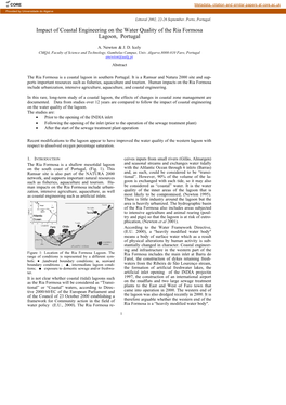 Impact of Coastal Engineering on the Water Quality of the Ria Formosa Lagoon, Portugal