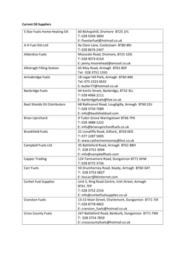 028 9269 3894 E: Fivestarfuel@Hotmail.Co.Uk AH Fuel Oils