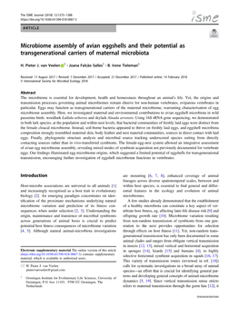 Microbiome Assembly of Avian Eggshells and Their Potential As Transgenerational Carriers of Maternal Microbiota