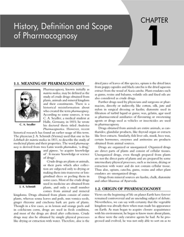 History, Definition and Scope of Pharmacognosy 1