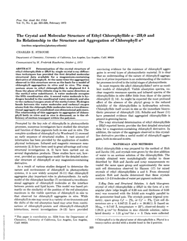 The Crystal and Molecular Structure of Ethyl Chlorophyllide A* 2Hoand Its