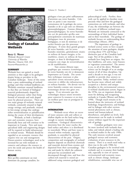 Geology of Canadian Wetlands