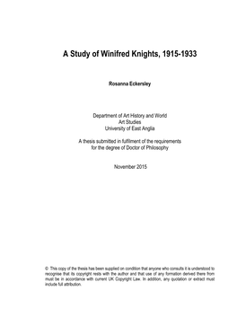 A Study of Winifred Knights, 1915-1933