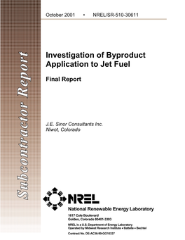 Investigation of Byproduct Application to Jet Fuel