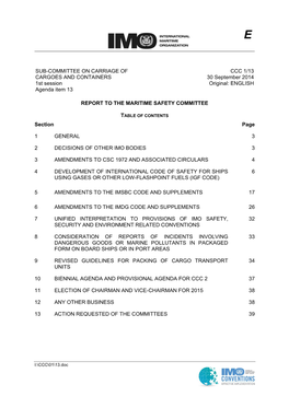 SUB-COMMITTEE on CARRIAGE of CARGOES and CONTAINERS 1St