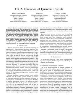 FPGA Emulation of Quantum Circuits