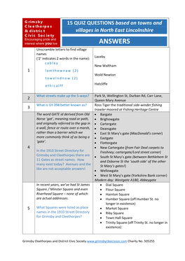 QUIZ QUESTIONS 2020 Answers