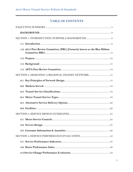 2016 Metro Transit Service Policies and Standards