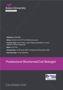 Postdoctoral Biochemist/Cell Biologist