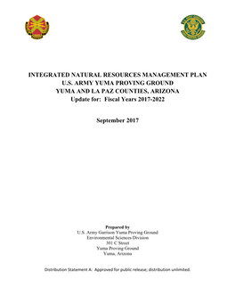 YPG Integrated Natural Resources Management Plan (INRMP) 2017