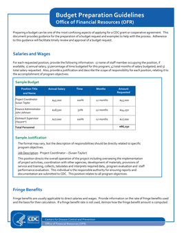 CDC Budget Preparation Guidelines Pdf Icon[PDF – 416