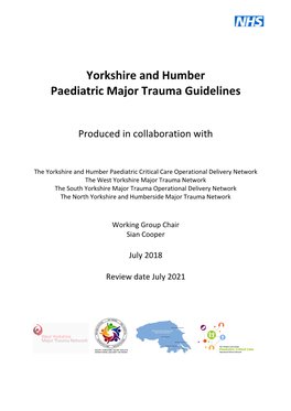 Yorkshire and Humber Paediatric Major Trauma Guidelines