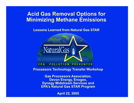 Acid Gas Removal Options for Minimizing Methane Emissions (PDF)