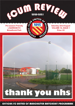 22/08/2020 Barrow AFC Match Programme