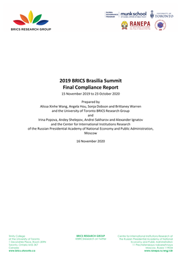 2019 BRICS Brasilia Summit Final Compliance Report 15 November 2019 to 23 October 2020