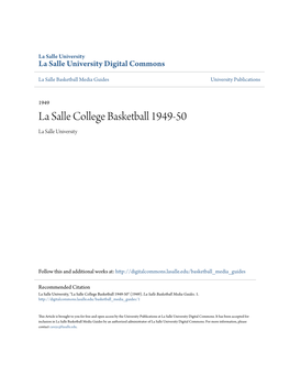 La Salle College Basketball 1949-50 La Salle University