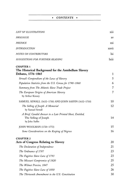 The Historical Background for the Antebellum Slavery Debates, 1776-1865 1 Stroud's Compendium of the Laws of Slavery 5 Population Statistics from the U