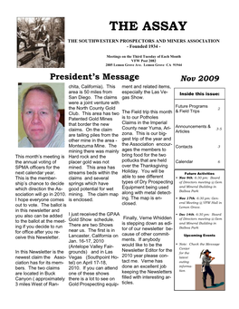 2009 11 the Assay Newsletter-Of-The-SPMA