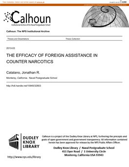 The Efficacy of Foreign Assistance in Counter Narcotics