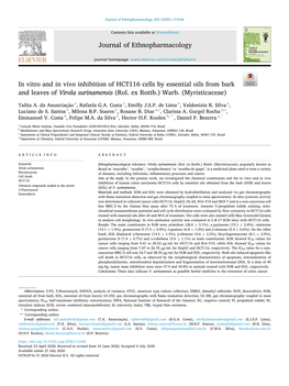 In Vitro and in Vivo Inhibition of HCT116Â Cells by Essential Oils