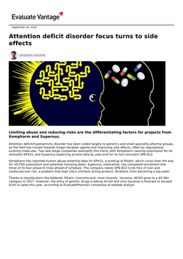 Attention Deficit Disorder Focus Turns to Side Effects