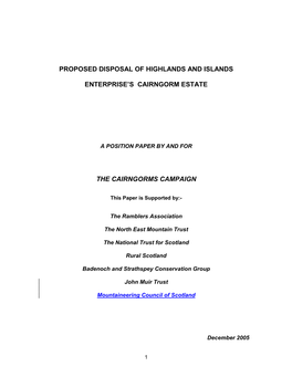 Proposed Disposal of Highlands and Islands