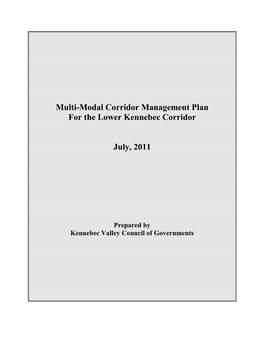 Multi-Modal Corridor Management Plan for the Lower Kennebec Corridor