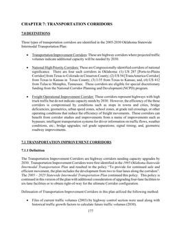 Transportation Improvement Corridors in This Plan Utilized the Following Method