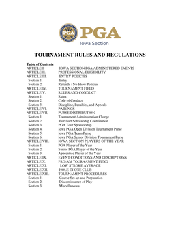 Tournament Rules and Regulations H