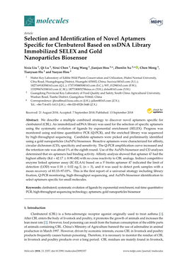 Selection and Identification of Novel Aptamers Specific for Clenbuterol Based on Ssdna Library Immobilized SELEX and Gold Nanopa