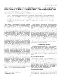 Excystation Signals Do Not Isolate Gregarine Gene Pools: Experimental Excystation of Blabericola Migrator Among 11 Species of Cockroaches