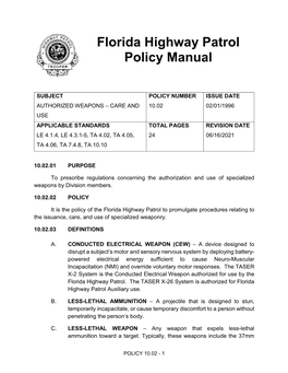 Florida Highway Patrol Policy Manual