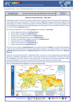 DOWNLOAD IPC Tajikistan Acutefi Situation 2015April