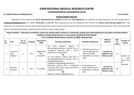 ICMR-REGIONAL MEDICAL RESEARCH CENTRE CHANDRASEKHARPUR, BHUBANESWAR-751023 No