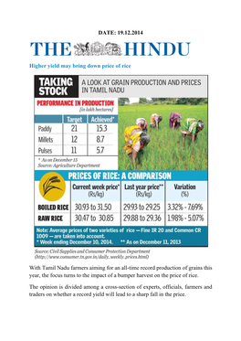19.12.2014 Higher Yield May Bring Down Price of Rice with Tamil Nadu