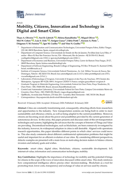 Mobility, Citizens, Innovation and Technology in Digital and Smart Cities