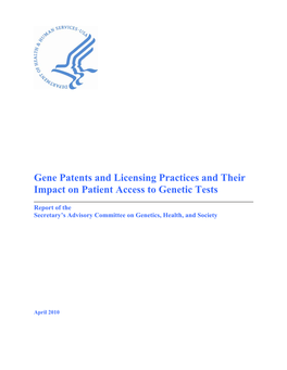 SACGHS Report on Gene Patents And