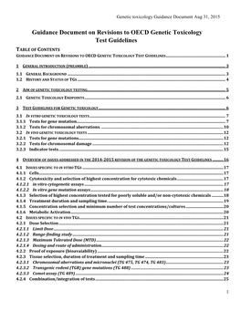 Guidance Document on Revisions to OECD Genetic Toxicology Test