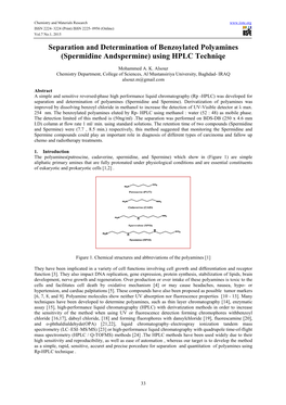 Separation and Determination of Benzoylated Polyamines (Spermidine Andspermine) Using HPLC Techniqe