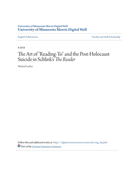 "Reading-To" and the Post-Holocaust Suicide in Schlink's the Reader Michael Lackey